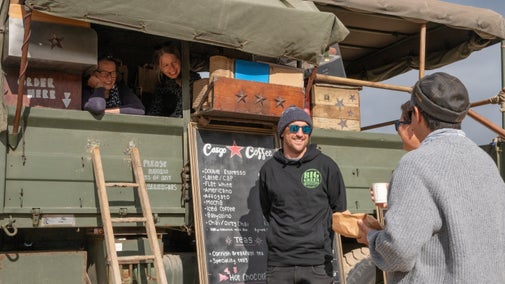 Cargo Coffee serving refreshments at Crantock Beach, Cornwall